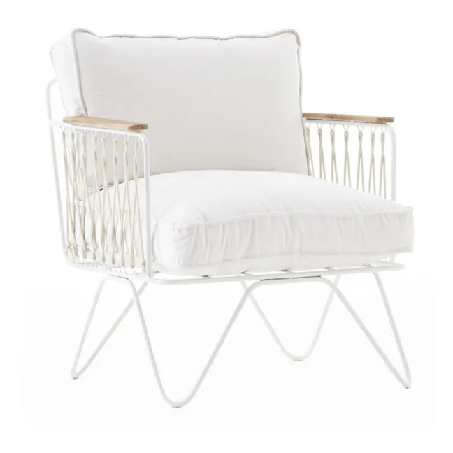 Sillón Croisette epoxi blanco y algodón | Blanco