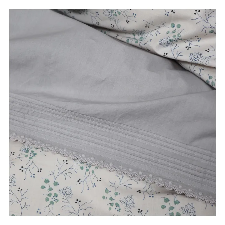 Bettdeckenbezug aus besticktem Baumwollpopeline | Grau- Produktbild Nr. 1
