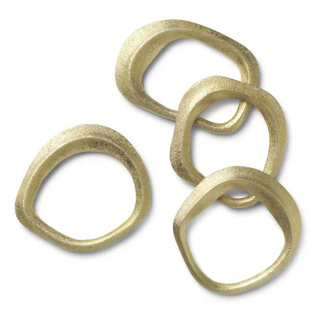 Round Brass Napkin Rings - Set of 4 | Gold