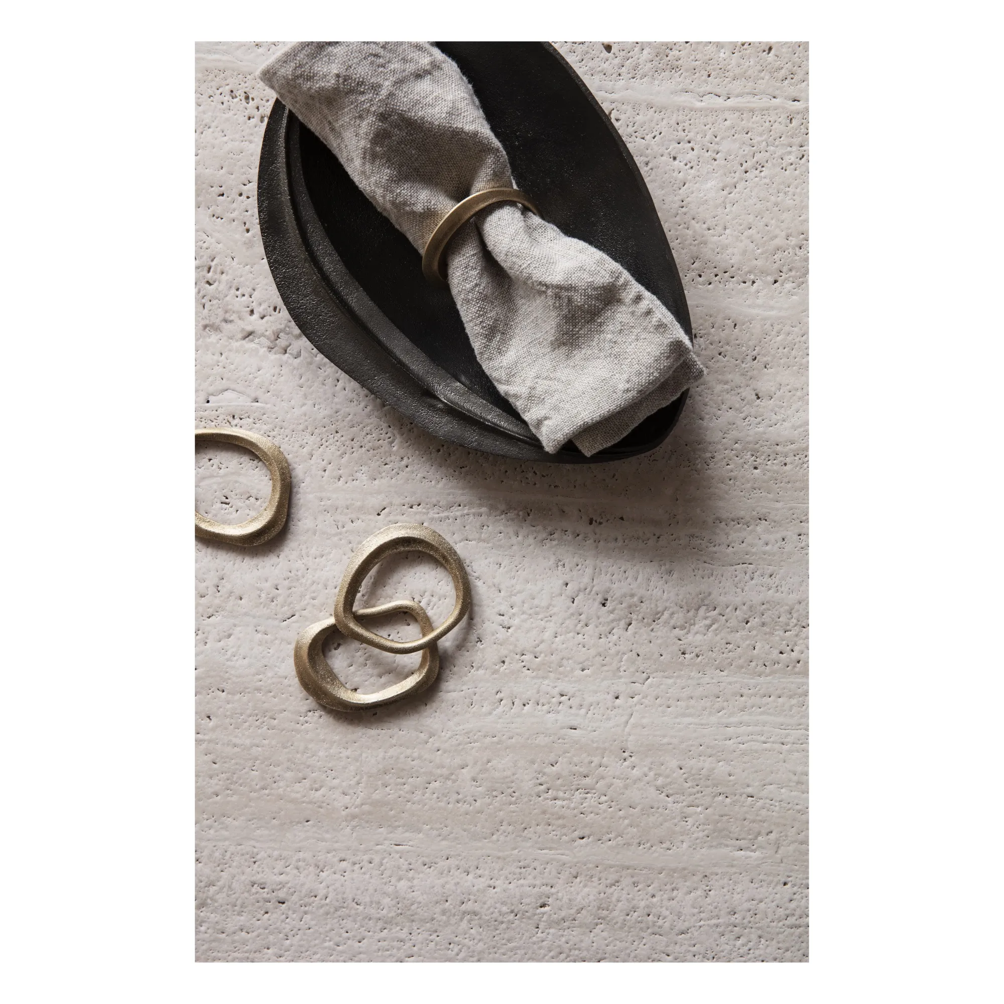 Rond de serviette en laiton - Set de 4 | Doré- Image produit n°1