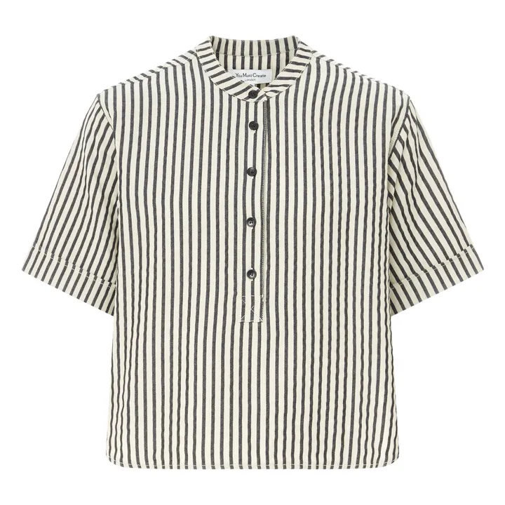 Camisa de manga corta de rayas | Negro- Imagen del producto n°0