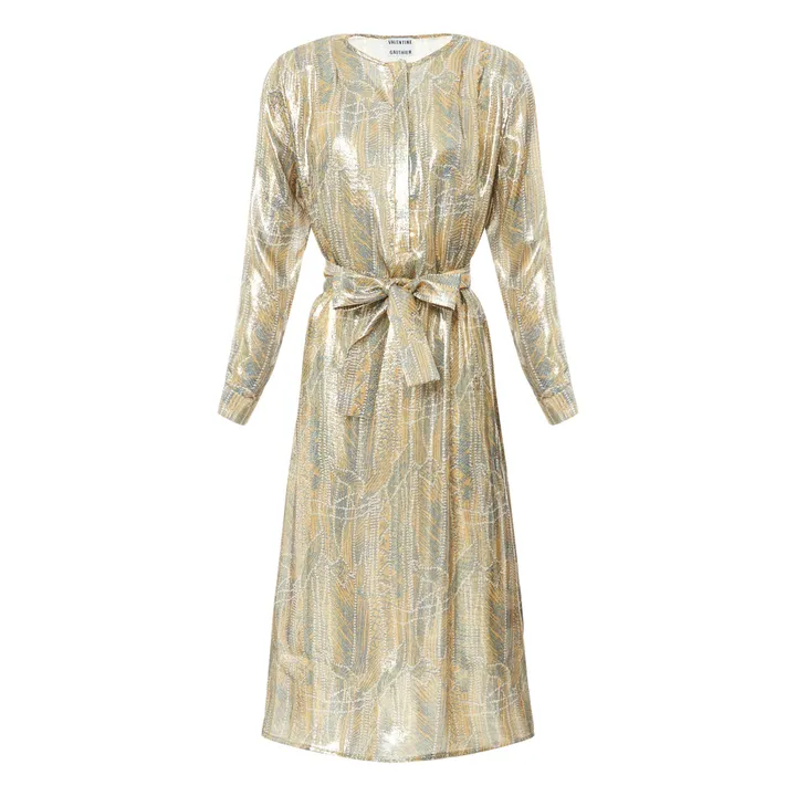 Vestido de seda y lúrex Louisiane | Dorado- Imagen del producto n°0