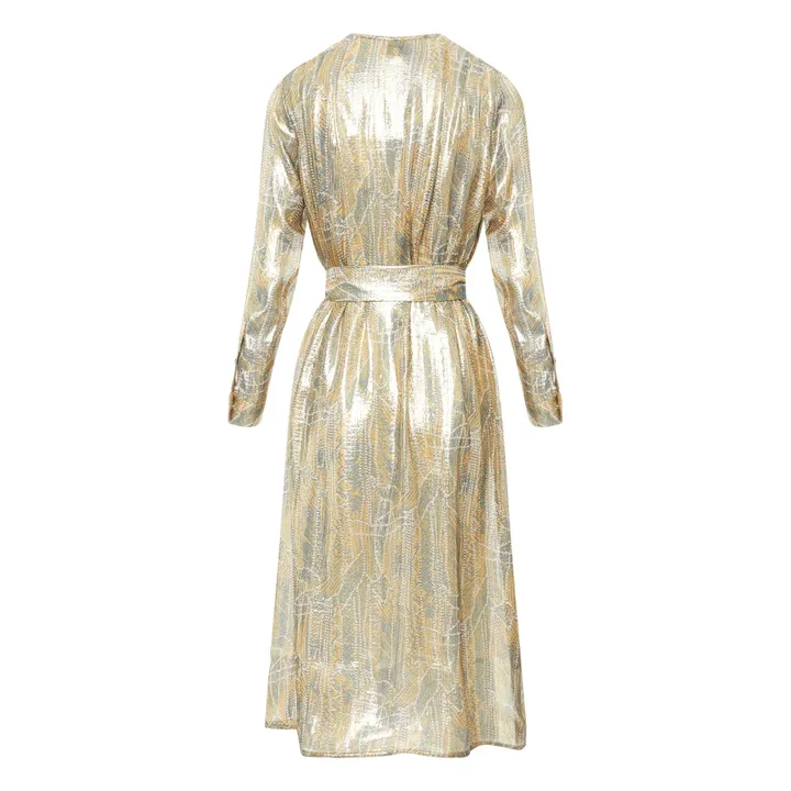 Vestido de seda y lúrex Louisiane | Dorado- Imagen del producto n°6