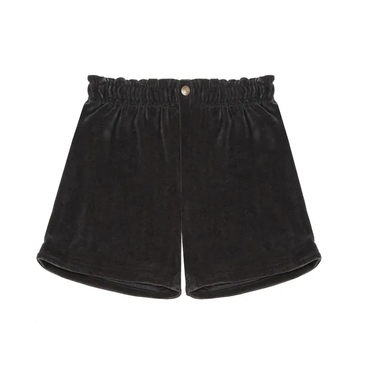Velour shorts | Liquorice- Product image n°0