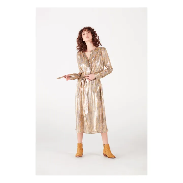 Vestido de seda y lúrex Louisiane | Dorado- Imagen del producto n°1
