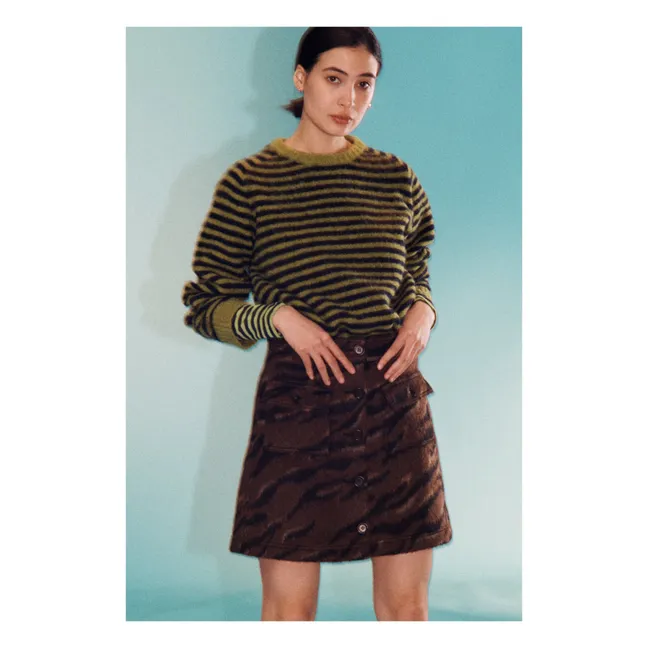 Tiger Jacquard Skirt | Brown