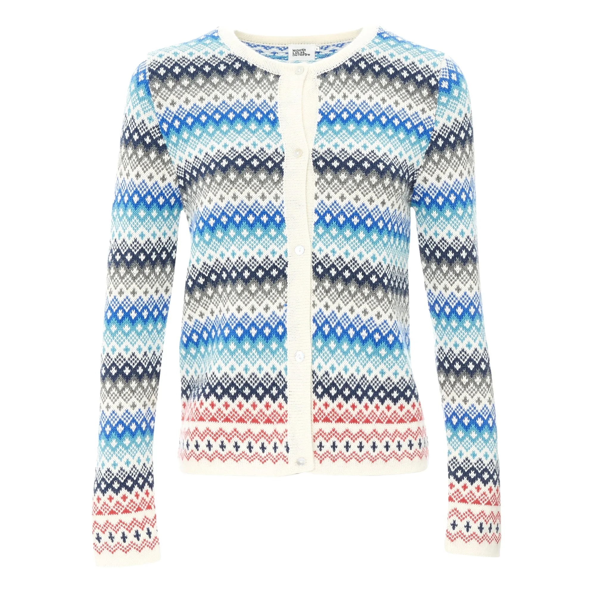 Lucas Du Tertre Women's Blue Alfred Jacquard Cardigan - Collection