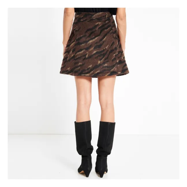 Tiger Jacquard Skirt | Brown