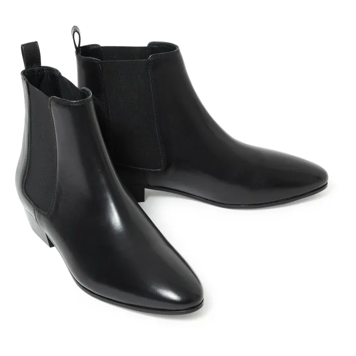 n°66 Leather Ankle Boots | Black- Product image n°1