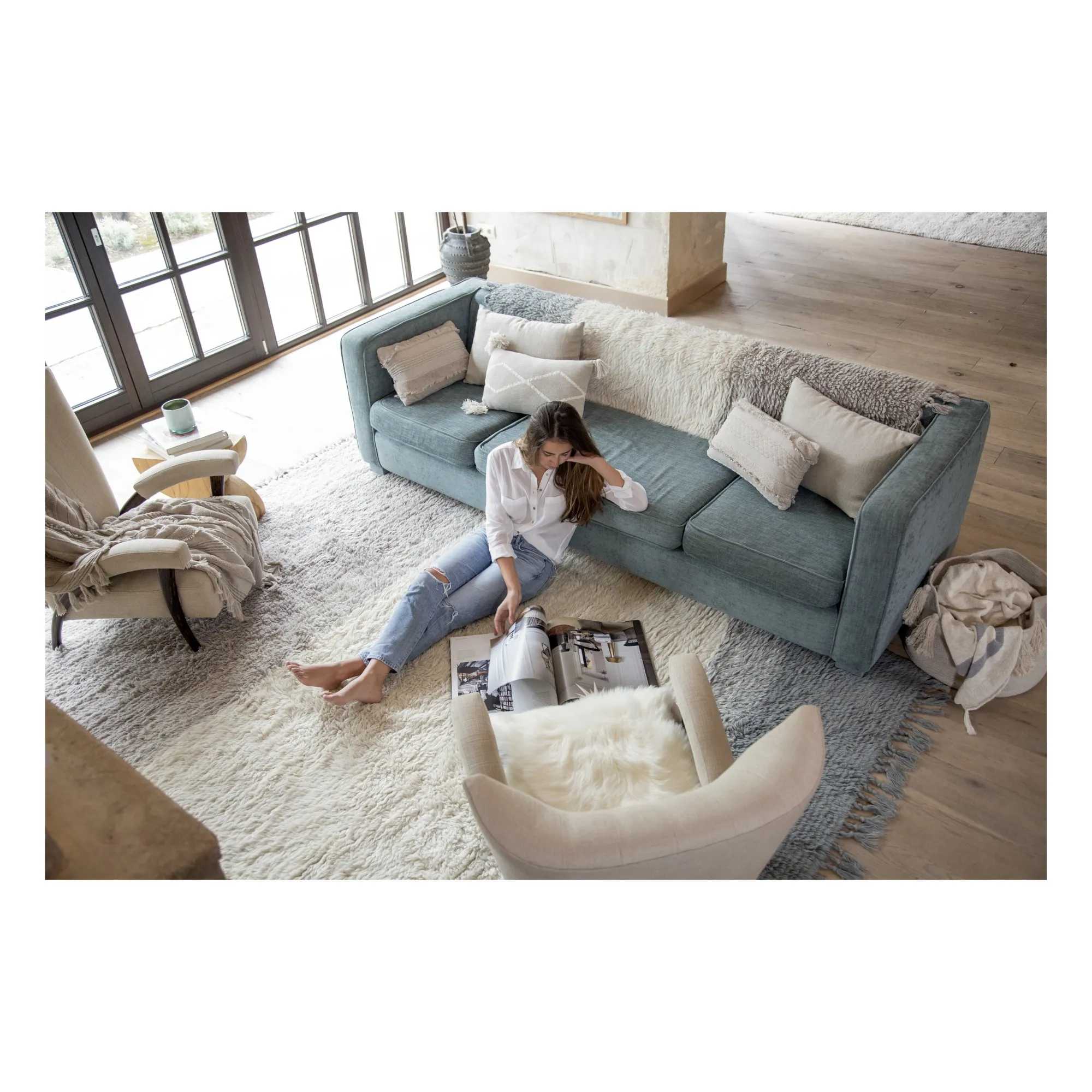 Tapis en laine Into the Blue | Bleu- Image produit n°6