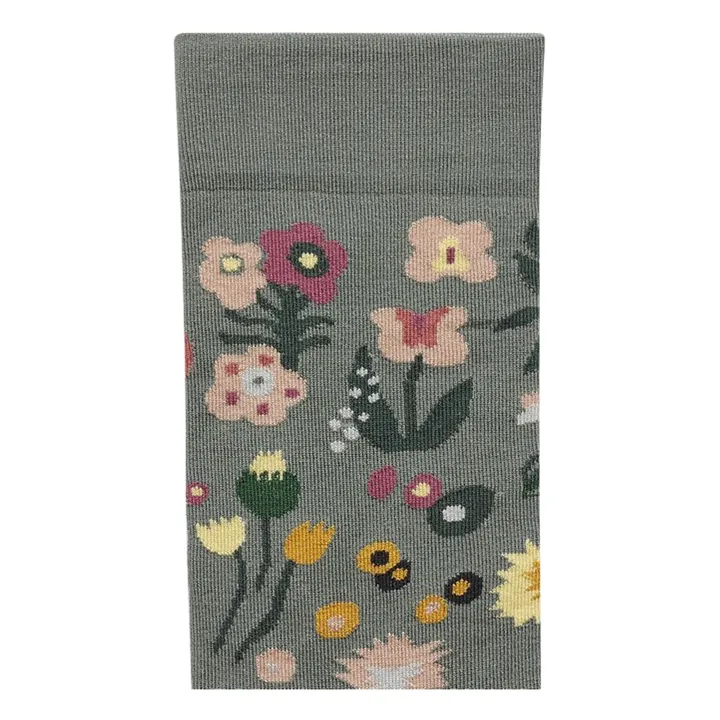 Calcetines flores | Verde Kaki- Imagen del producto n°1