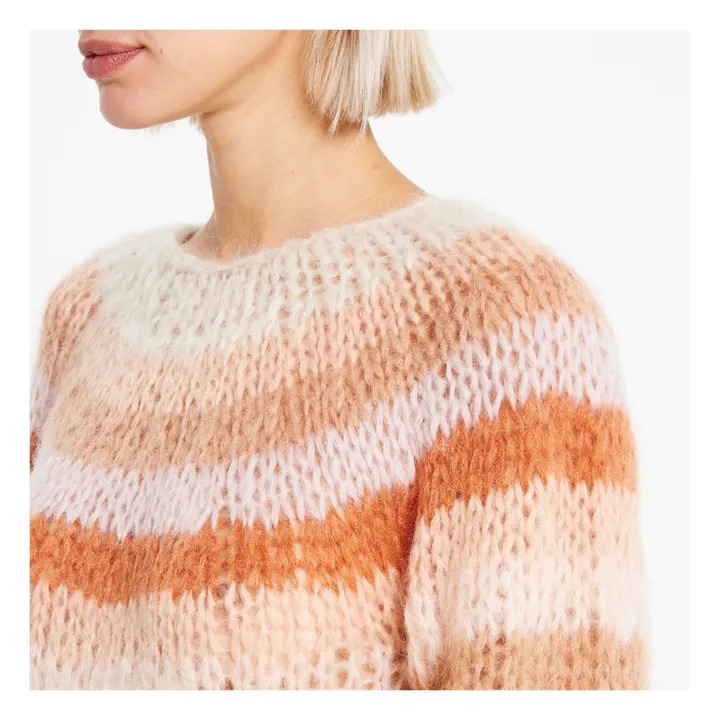 Mohair Pullover mit schmalen Streifen | Beige rosé- Produktbild Nr. 4