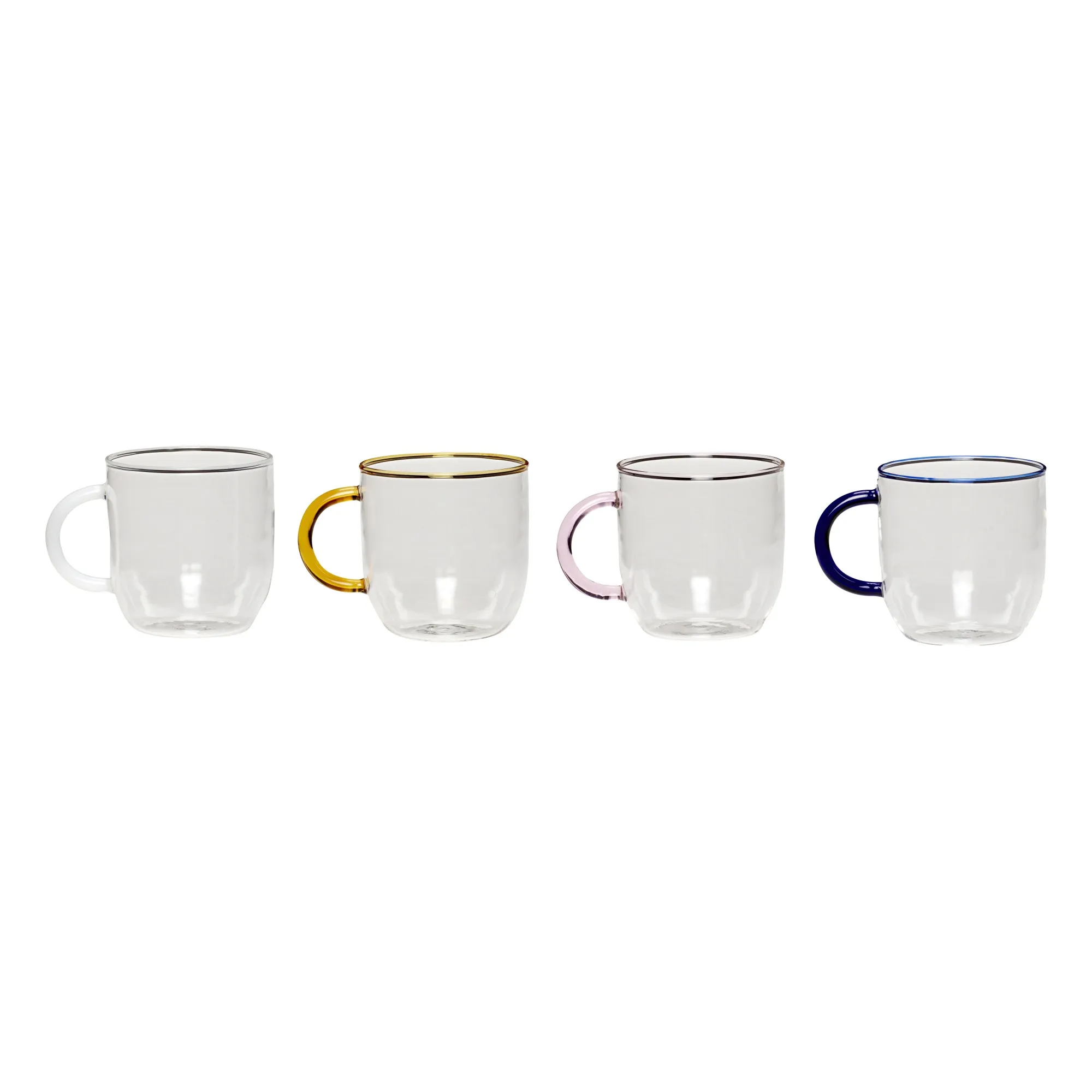 Hübsch Transparent Glass Mugs - Set Of 4