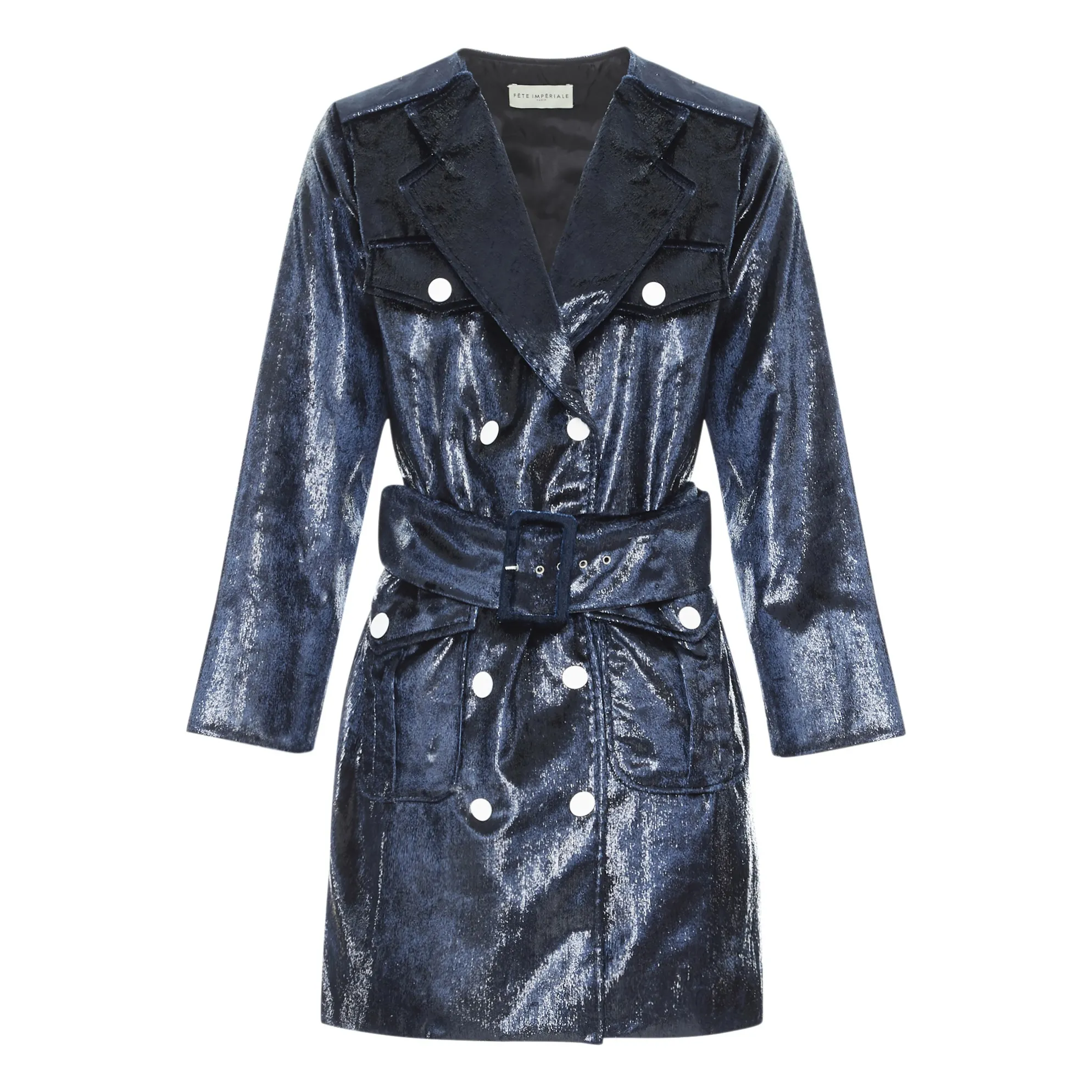 Fête Impériale Denim Blue Curtis Velvet Dress