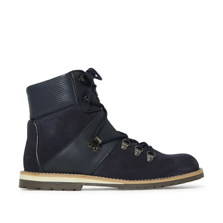 Lace up Velvet Boots | Midnight blue- Product image n°0