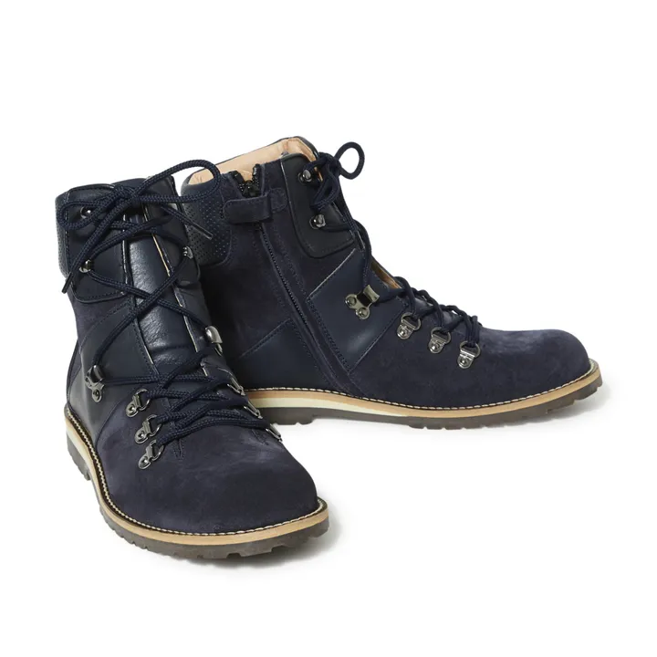 Lace up Velvet Boots | Midnight blue- Product image n°1