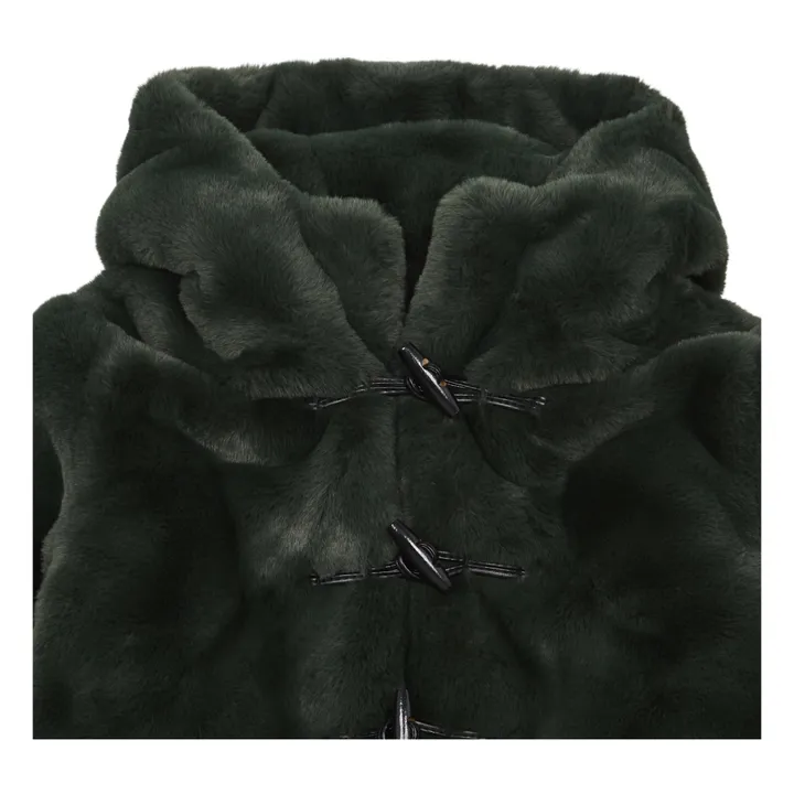 Faux Fur Coat | Dark green- Product image n°1