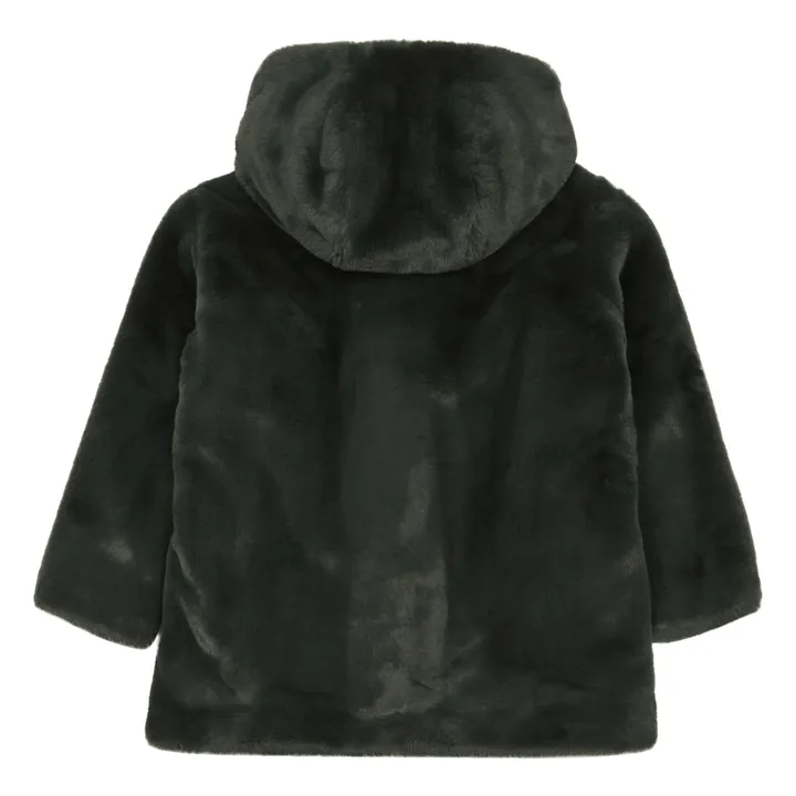 Faux Fur Coat | Dark green- Product image n°2