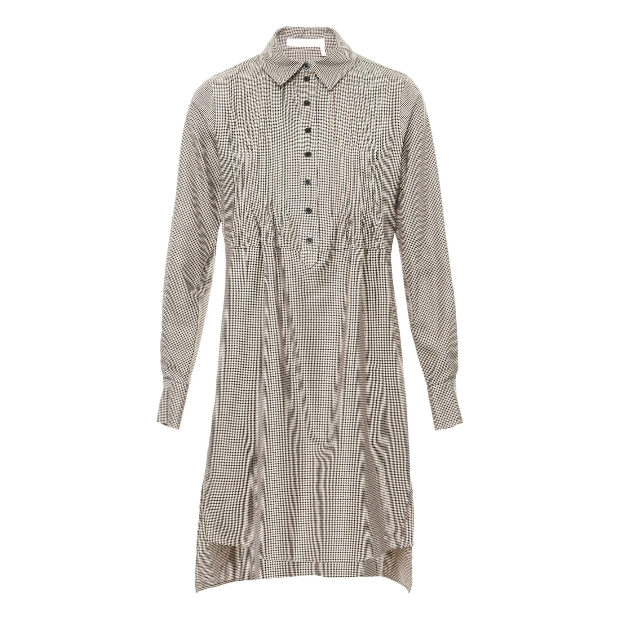 see by chloe shirt dress See by Chloe White Cotton Pleated Trim Shirt Dress S See by Chloe