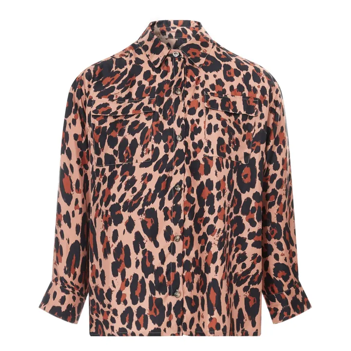 Camicia di seta oversize pantera | Rosa- Immagine del prodotto n°0
