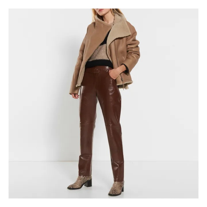 Bria Lambskin Leather Jacket | Beige- Product image n°1