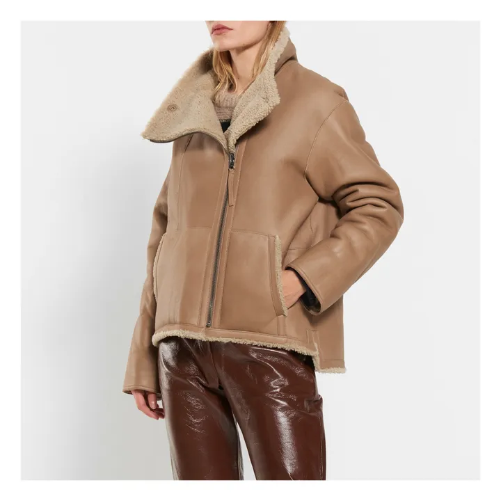 Bria Lambskin Leather Jacket | Beige- Product image n°3