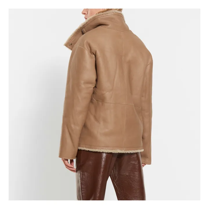 Bria Lambskin Leather Jacket | Beige- Product image n°4