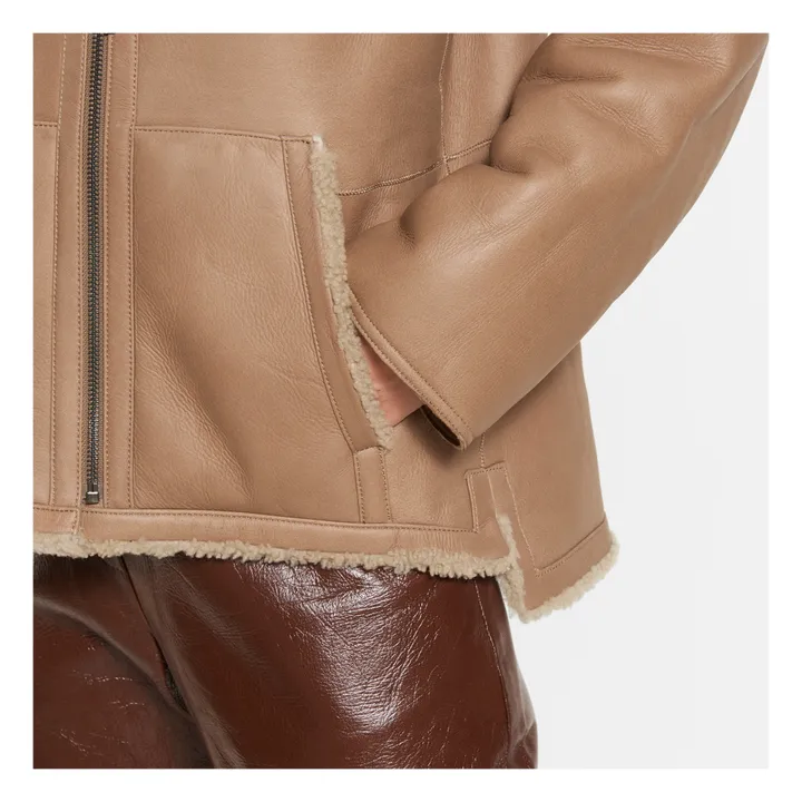 Bria Lambskin Leather Jacket | Beige- Product image n°5