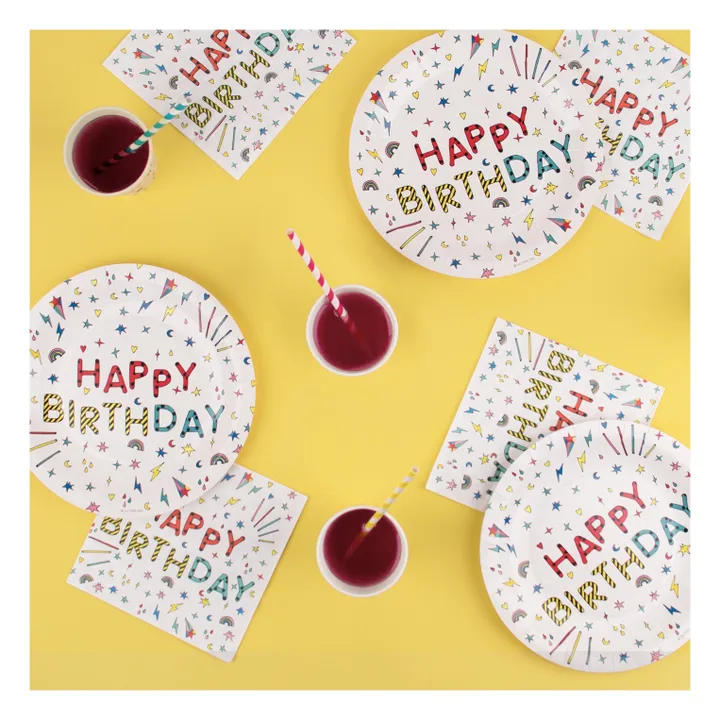 Gobelets in carton Happy Birthday - Set di 8- Immagine del prodotto n°1
