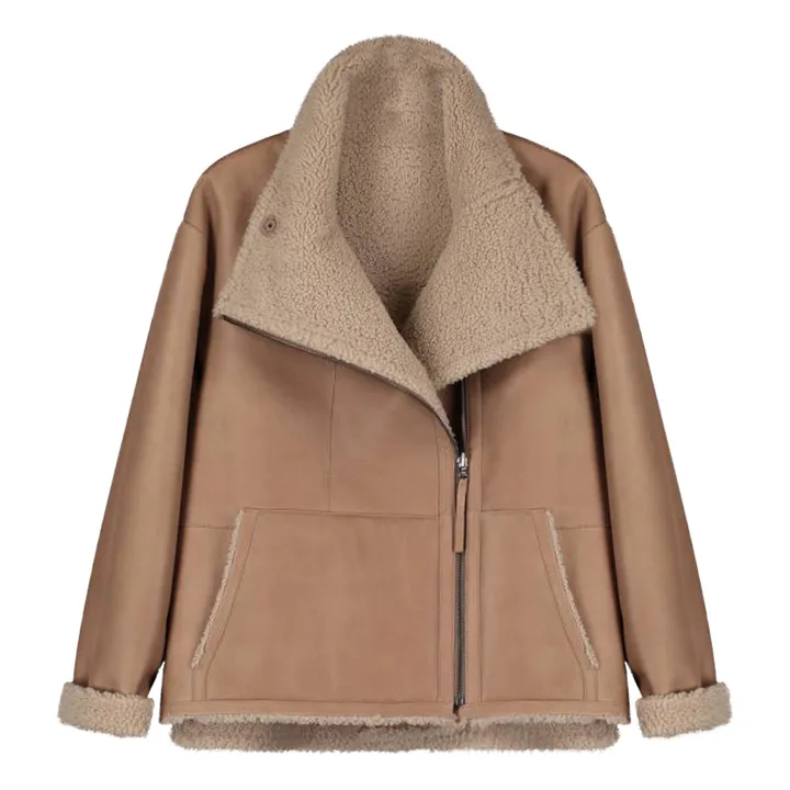 Bria Lambskin Leather Jacket | Beige- Product image n°0