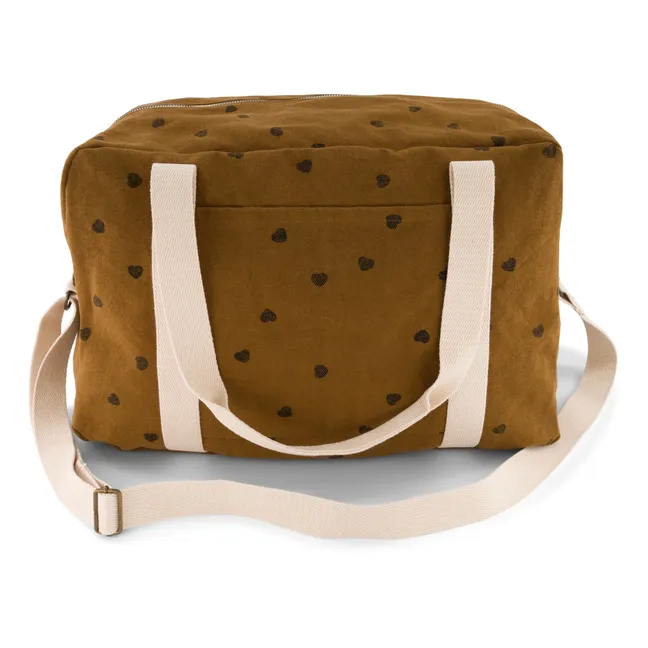 Sac à langer Raphaël imprimé cœurs | Brun roux