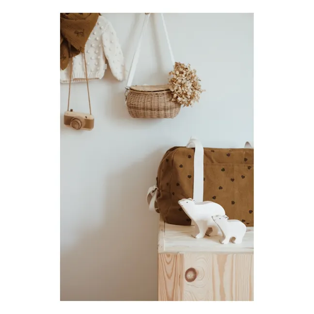 Sac à langer Raphaël imprimé cœurs | Brun roux