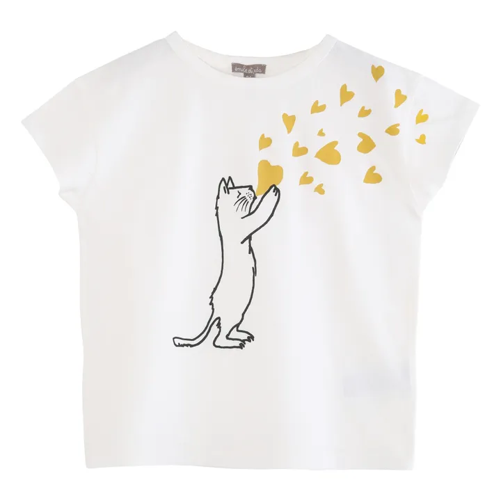Cat Hearts T-shirt | Ecru- Product image n°0