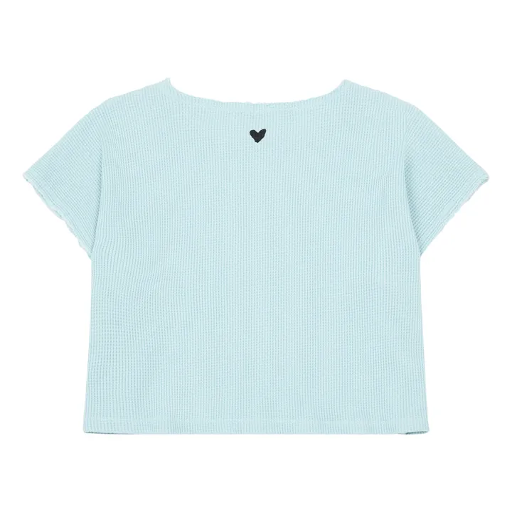 Camiseta Crop nido de abeja de algodón orgánico | Azul- Imagen del producto n°5