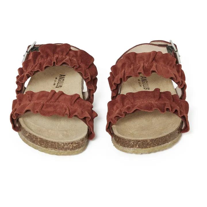 Sandalen mit Rüschen | Rostfarben- Produktbild Nr. 3