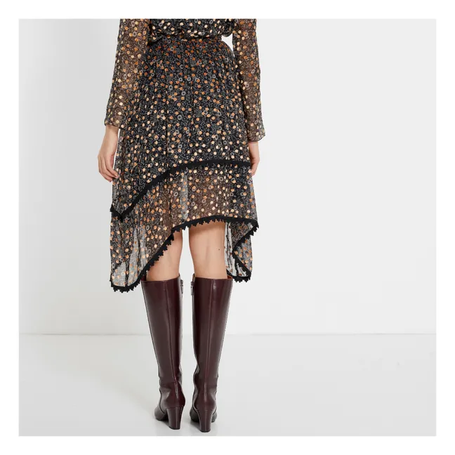 Spotted Velvet Skirt | Black
