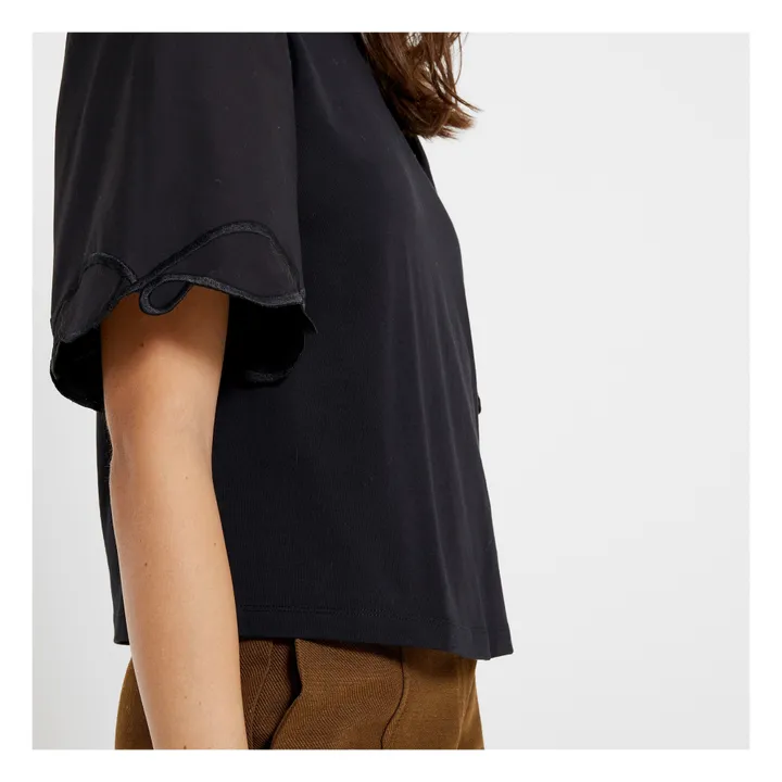 Ornate-sleeved top | Black- Product image n°4