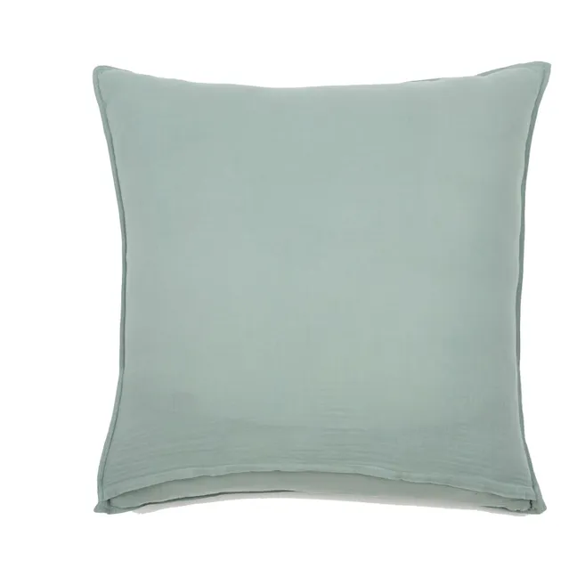 Funda de almohada Dili de velo de algodón | Verde Celedón