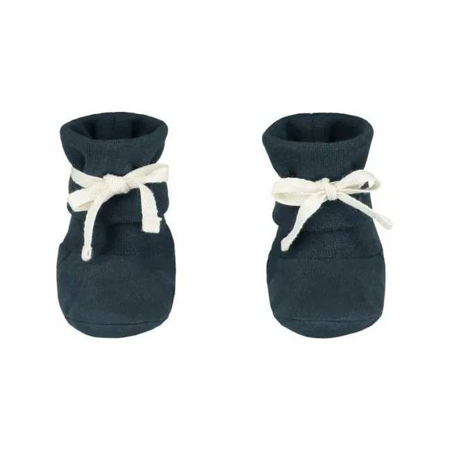 Organic Cotton Baby Slippers | Grey blue