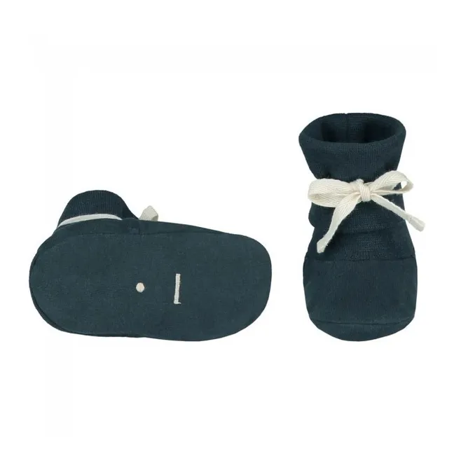 Organic Cotton Baby Slippers | Grey blue