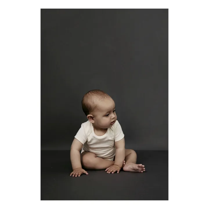 Body Manches Courtes Coton Bio | Blanc cassé- Image produit n°1