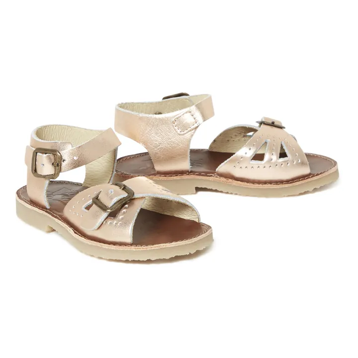 Pearl Leather Sandals | Pink Gold- Product image n°1