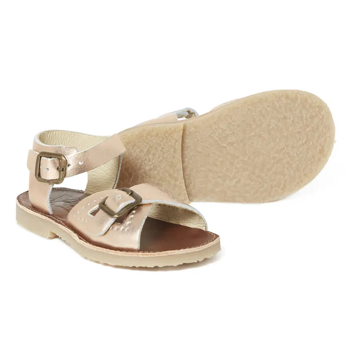 Pearl Leather Sandals | Pink Gold- Product image n°2