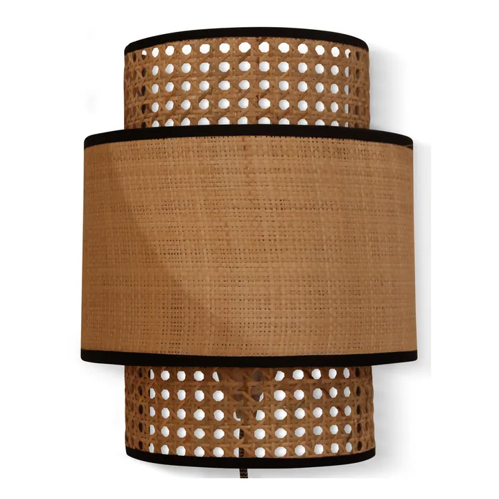 Pantalla para lámpara de pared Solaire de rafia | Negro- Imagen del producto n°0
