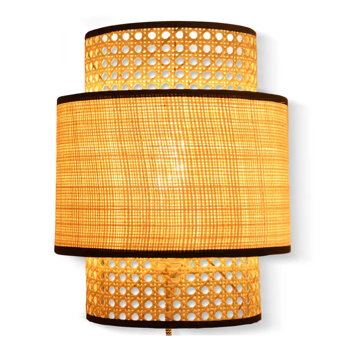 Pantalla para lámpara de pared Solaire de rafia | Negro- Imagen del producto n°2