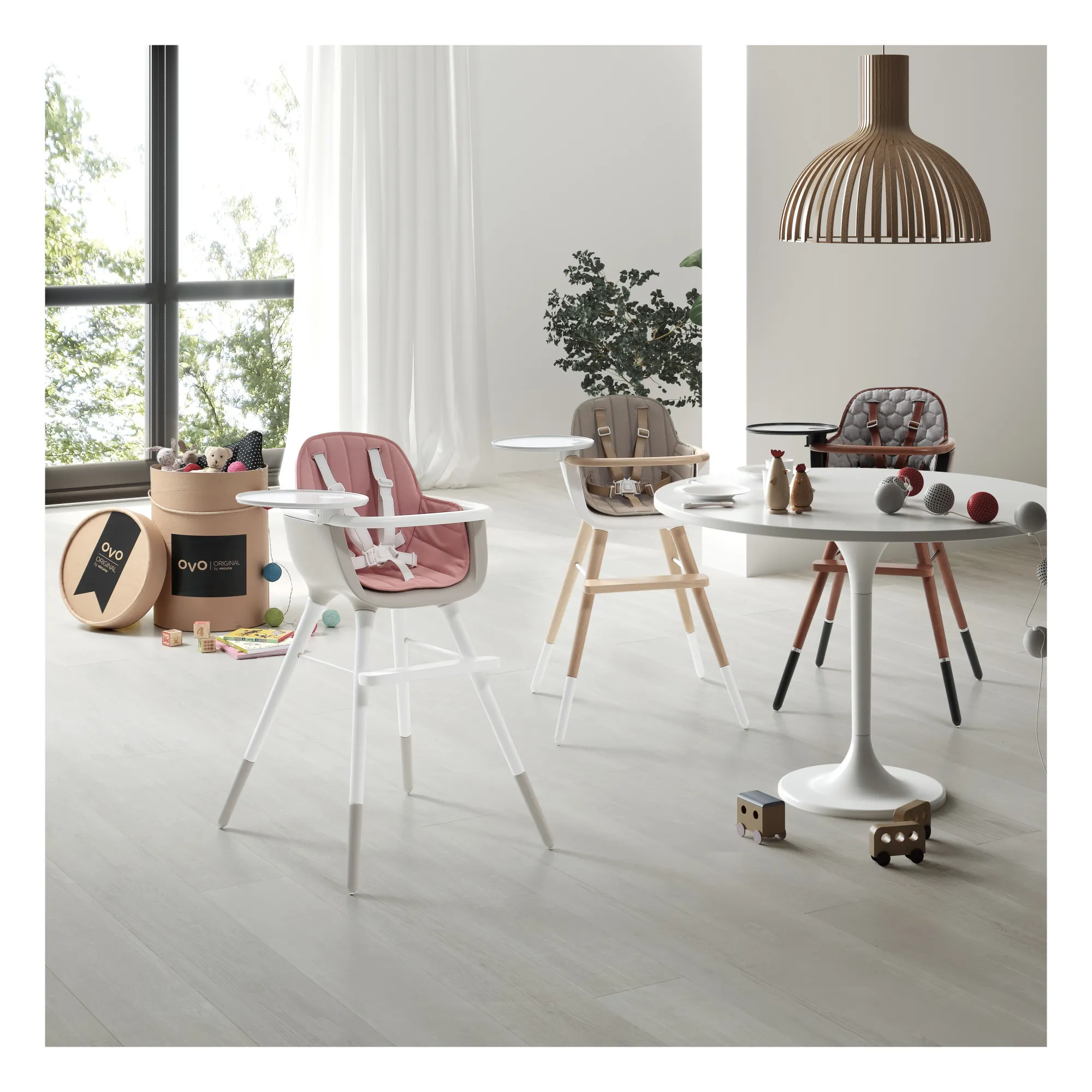 Micuna - Chaise haute OVO LUXE ONE harnais en simili cuir beige (Micuna) - Image 2