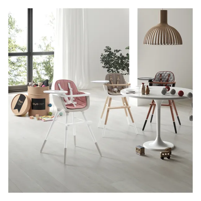 Seggiolone OVO LUXE ONE cavallo in simil pelle beige | Bianco