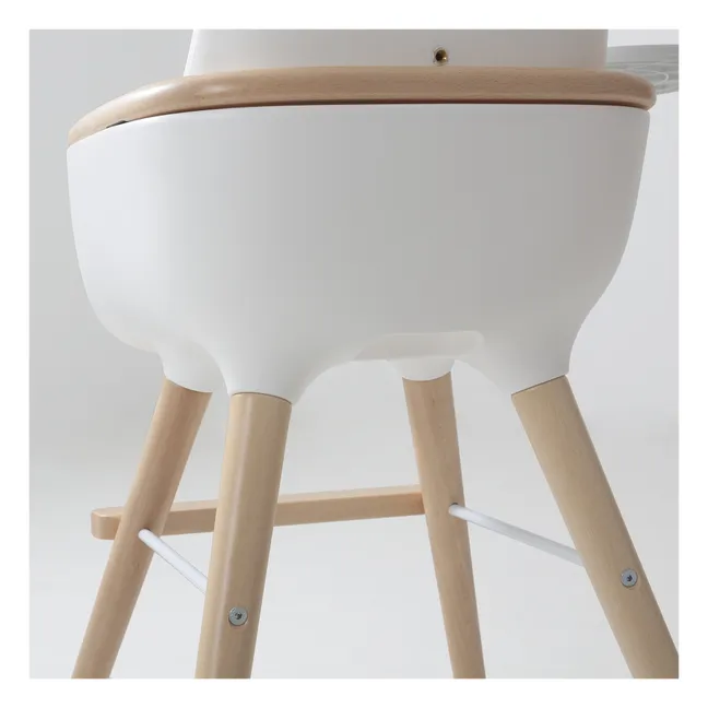OVO LUXE ONE high chair with beige imitation leather harness | White