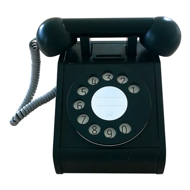 Vintage Wooden Telephone Toy | Black
