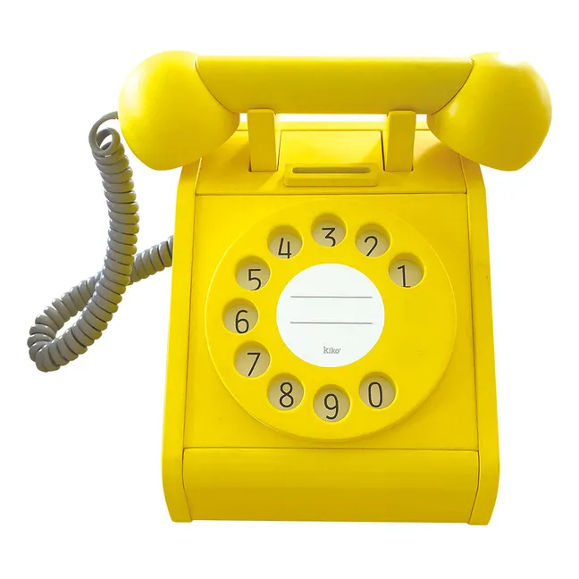 Vintage Wooden Telephone Toy | Yellow